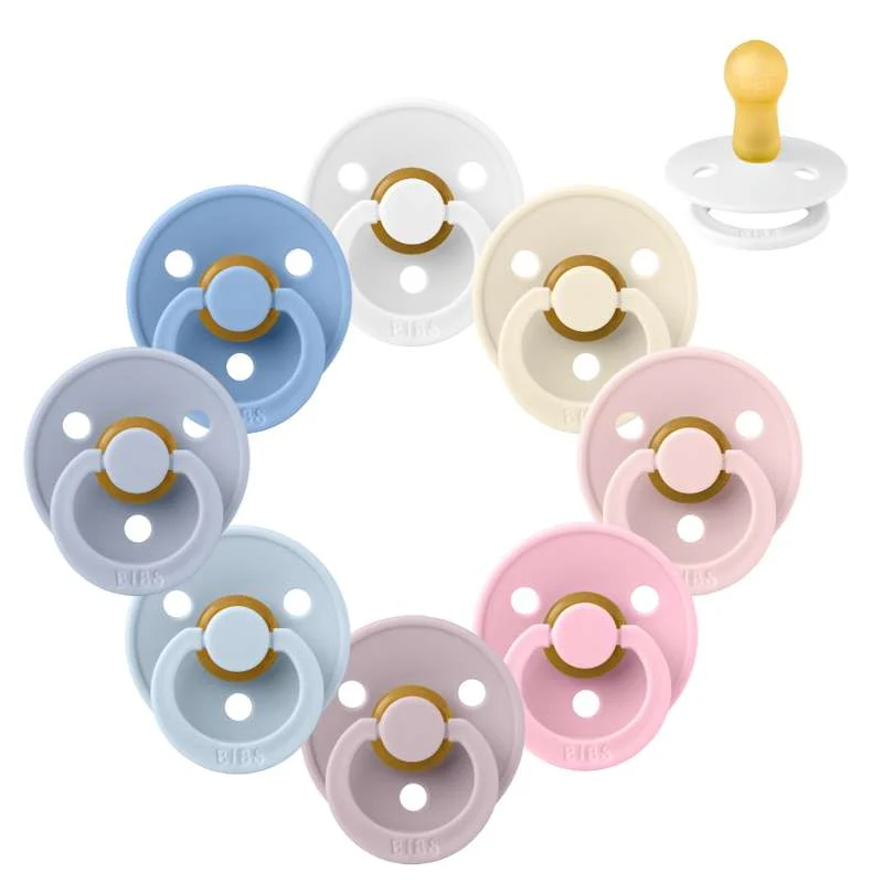 Bibs Round Colour Pacifier - bundle - 8 pcs. - sz. 2 - The Babyshower Collection