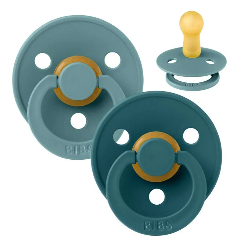 Bibs Rund Colour Napp - 2-Pack - strl. 2 - naturgummi - Island Hav/Skogssjö