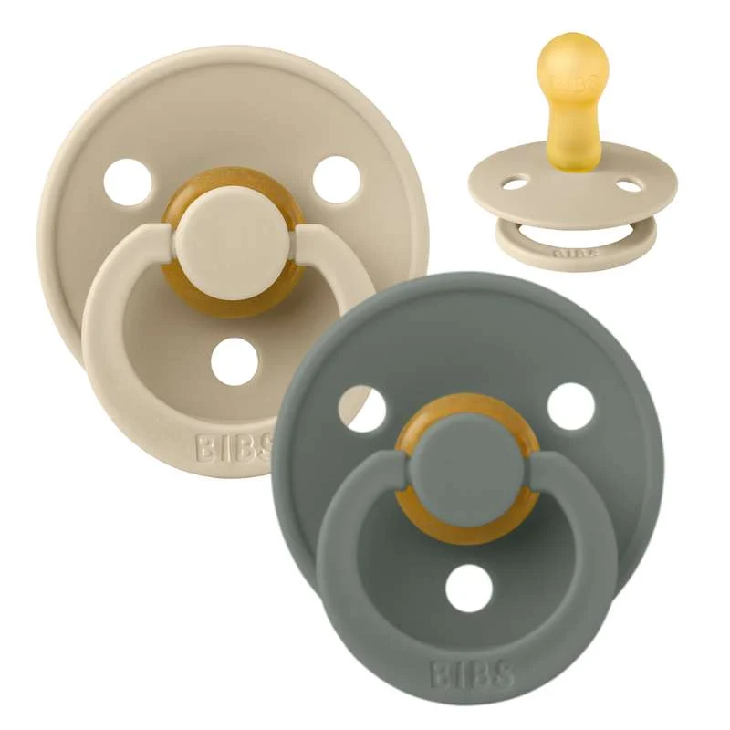 Bibs Round Colour Pacifier - 2-Pack - sz. 2 - natural rubber - Vanilla/Pine