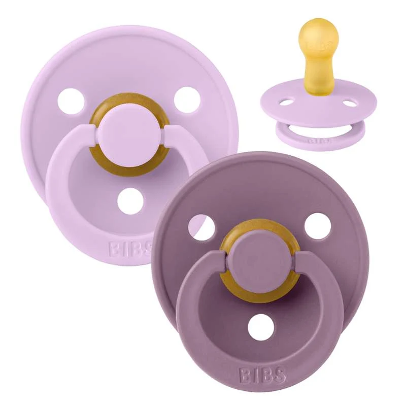 Bibs Rund Colour Napp - 2-Pack - strl. 2 - naturgummi - Lila Himmel/Mauve