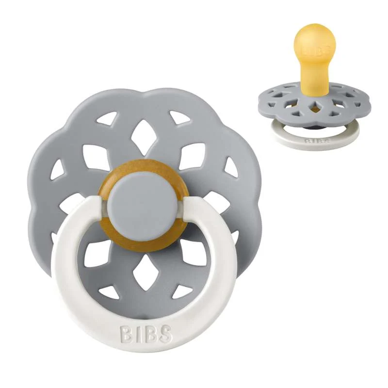BIBS Round Boheme Pacifier - Size 1 - Natural Rubber - GLOW - Cloud