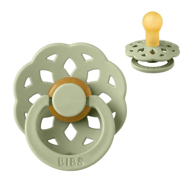 BIBS Round Boheme Pacifier - Size 1 - Natural Rubber - Sage