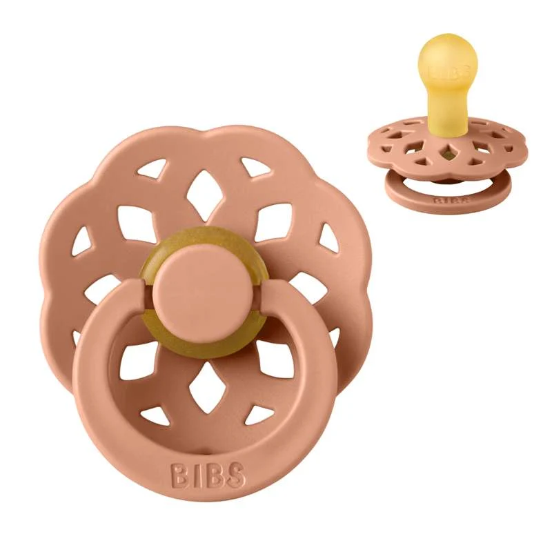 BIBS Round Boheme Pacifier - Size 1 - Natural Rubber - Peach
