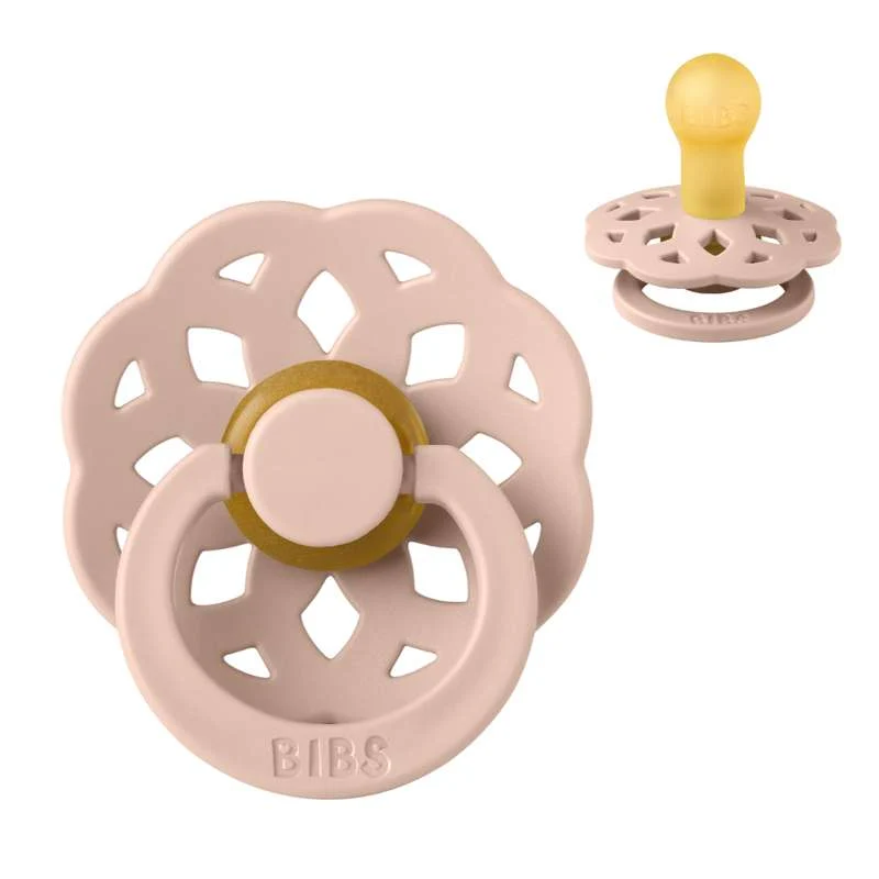 BIBS Round Boheme Pacifier - Size 1 - Natural Rubber - Blush