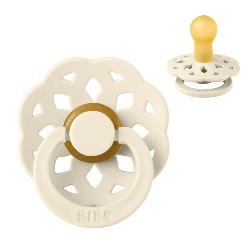 BIBS Round Boheme Pacifier - Size 1 - Natural Rubber - Ivory