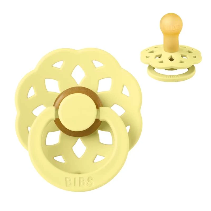 BIBS Round Boheme Pacifier - Size 1 - Natural Rubber - Sunshine