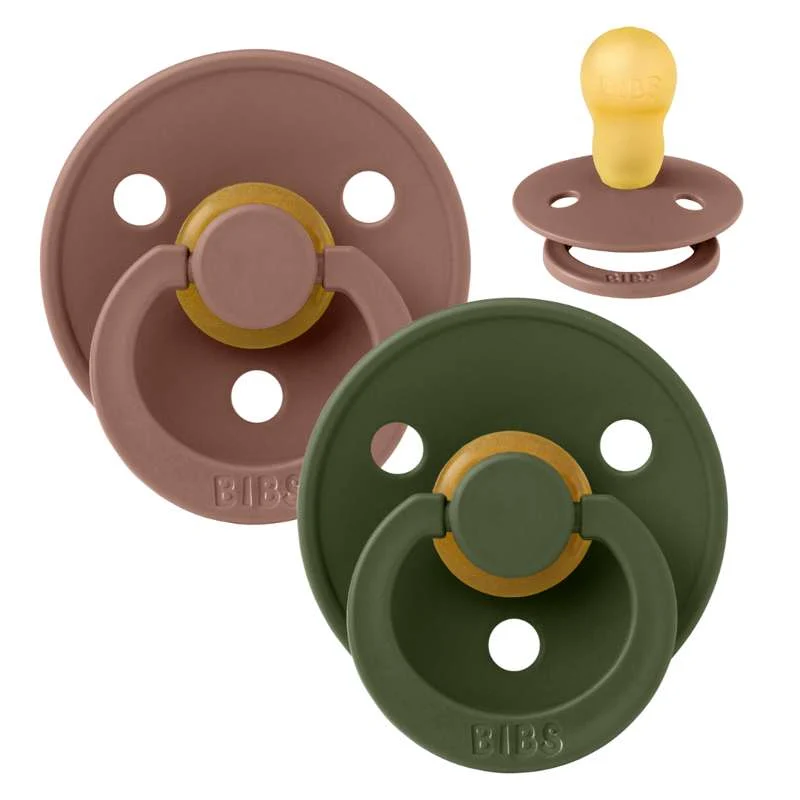 Bibs Rund Colour Napp - 2-Pack - strl. 3 - naturgummi - Woodchuck/Hunter Green