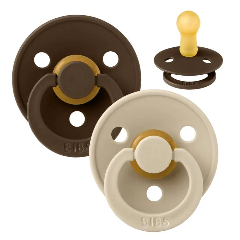 Bibs Round Colour Pacifier - 2-Pack - sz. 2 - natural rubber - Mocha/Vanilla