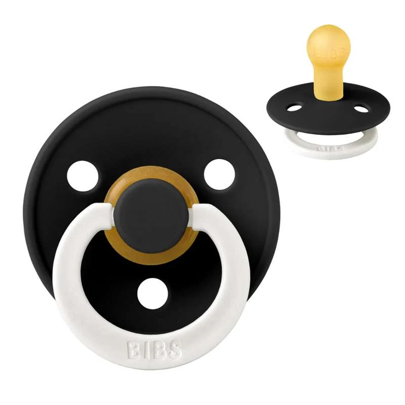 Bibs Round Colour Pacifier - sz. 1 - natural rubber - GLOW - Black