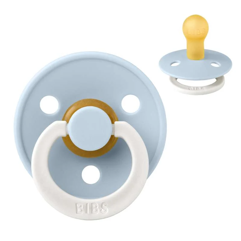 Bibs Round Colour Pacifier - sz. 1 - natural rubber - GLOW - Baby Blue