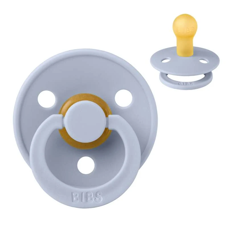 Bibs Round Colour Pacifier - sz. 1 - natural rubber - Dusty Blue
