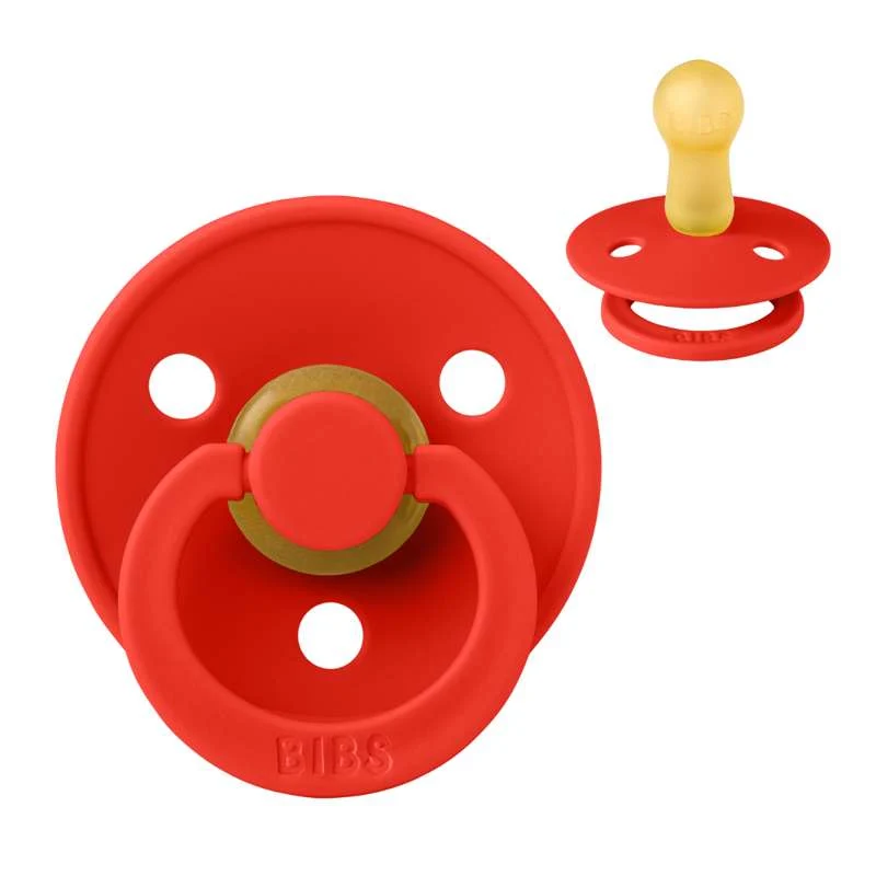 Bibs Round Colour Pacifier - sz. 2 - natural rubber - Candy Apple
