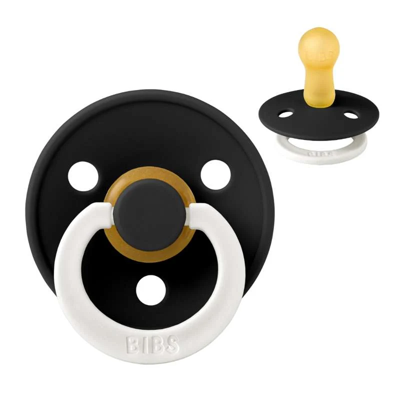 Bibs Round Colour Pacifier - sz. 2 - natural rubber - GLOW - Black