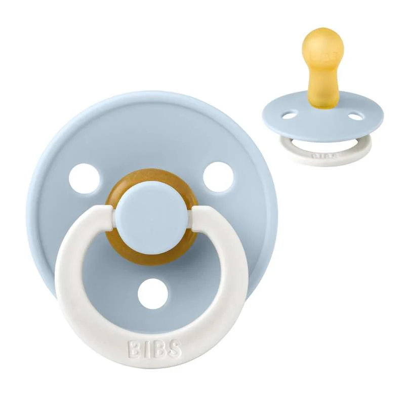 Bibs Round Colour Pacifier - sz. 2 - natural rubber - GLOW - Baby Blue