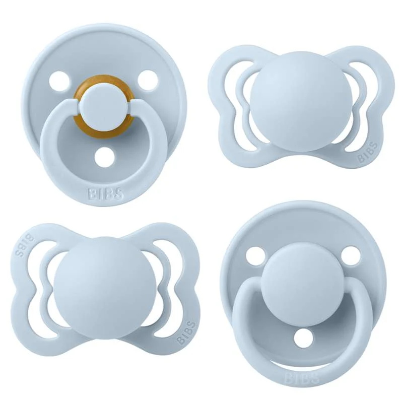 BIBS Try-It Collection - 4 Different Pacifiers - Size 1 - Baby Blue