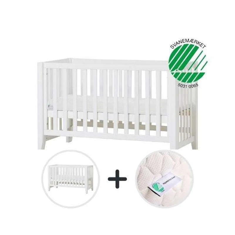 Hoppekids ANTON - Babyseng inkl. ECO Dream Madras - 60x120 cm. - Hvid