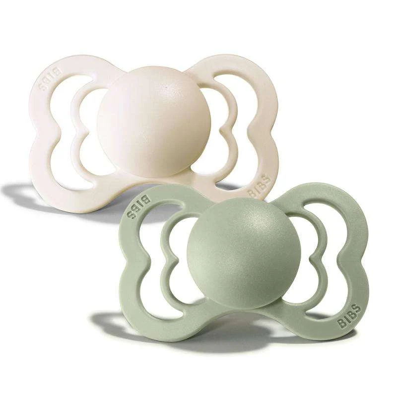 BIBS Symmetrical Supreme pacifier - 2-Pack - sz. 1 - Silicone - Ivory/Sage