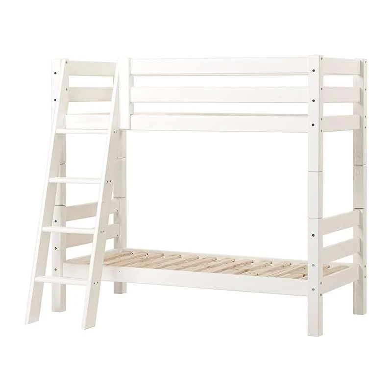Hoppekids ECO Luxury - Våningsäng - 150 cm. - Sned Stege - Flera Storlekar - Vit