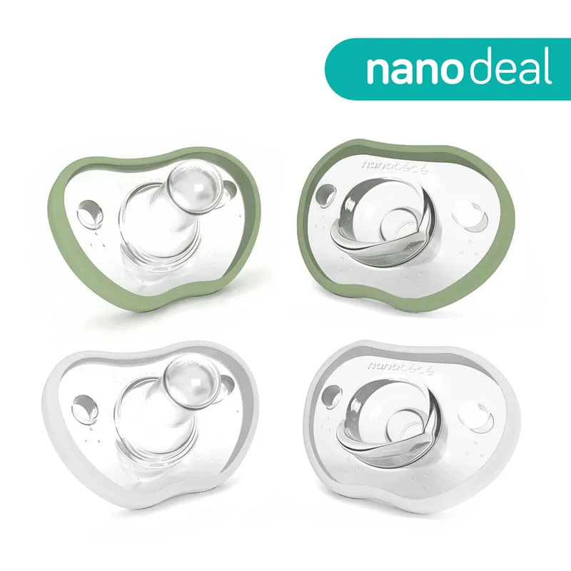 Flexy Napp Silikon 0-3 mån ljusgrön & vit 4-pack