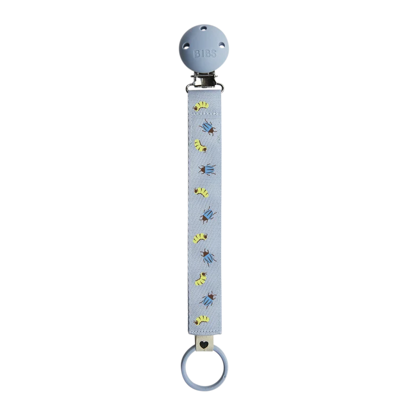 STUDIO Pacifier Clip Ribbon Caterpillar Beetle Mix - Dusty Blue