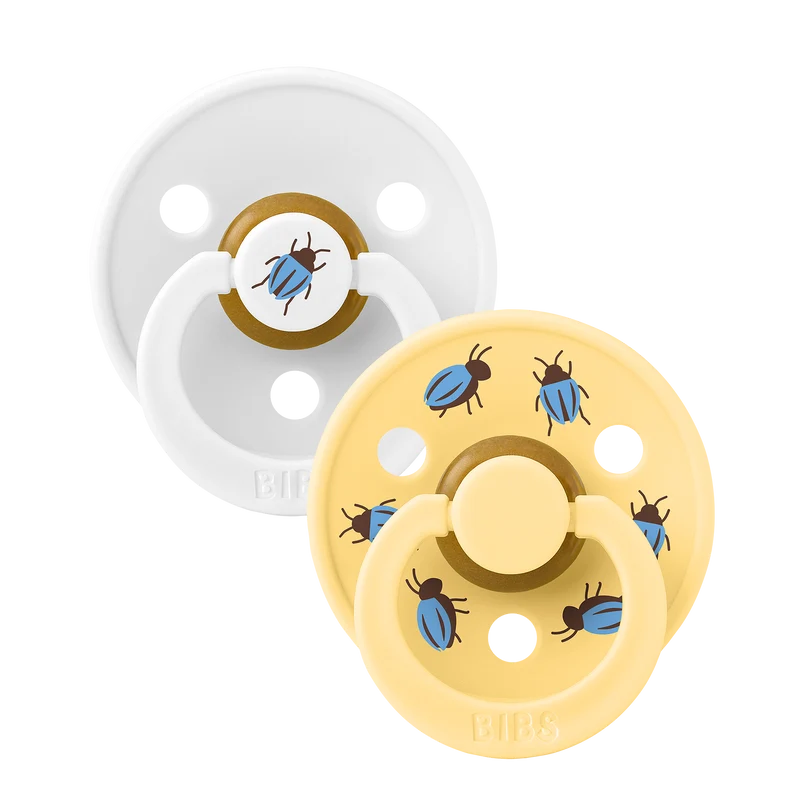 STUDIO Colour Pacifiers 2 Pack Beetle Mix - White/Pale Butter