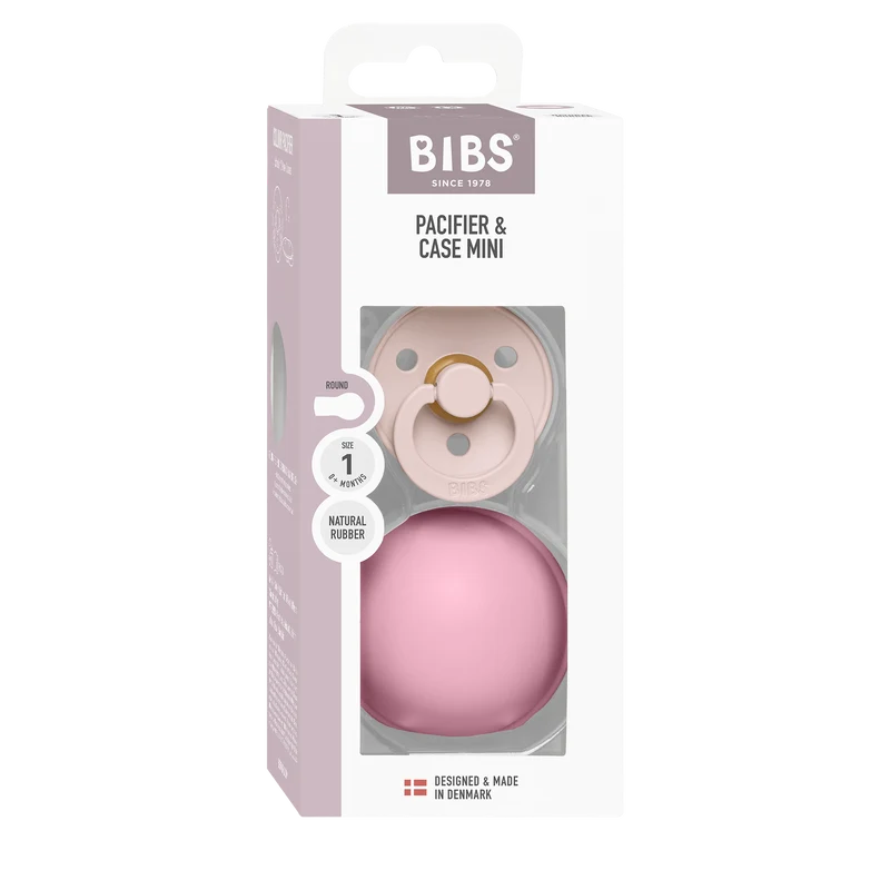 Colour Pacifier And Pacifier Case Mini - Petal/Baby Pink