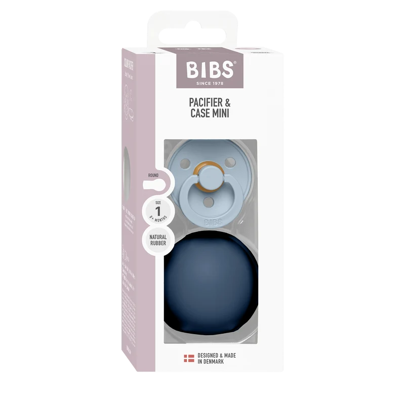 Colour Pacifier And Pacifier Case Mini - Baby Blue/Steel Blue