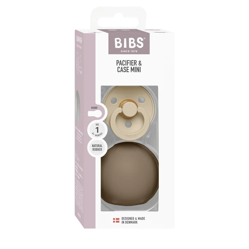 Colour Pacifier And Pacifier Case Mini - Vanilla/Dark Oak