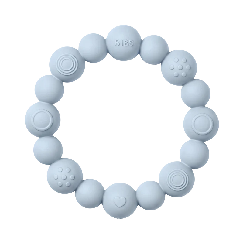 Beaded Teething Ring - Baby Blue