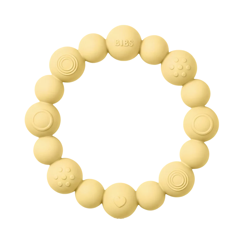 Beaded Teething Ring - Pale Butter