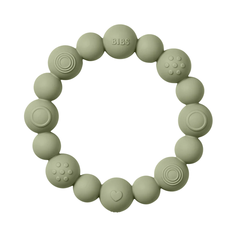 Beaded Teething Ring - Sage