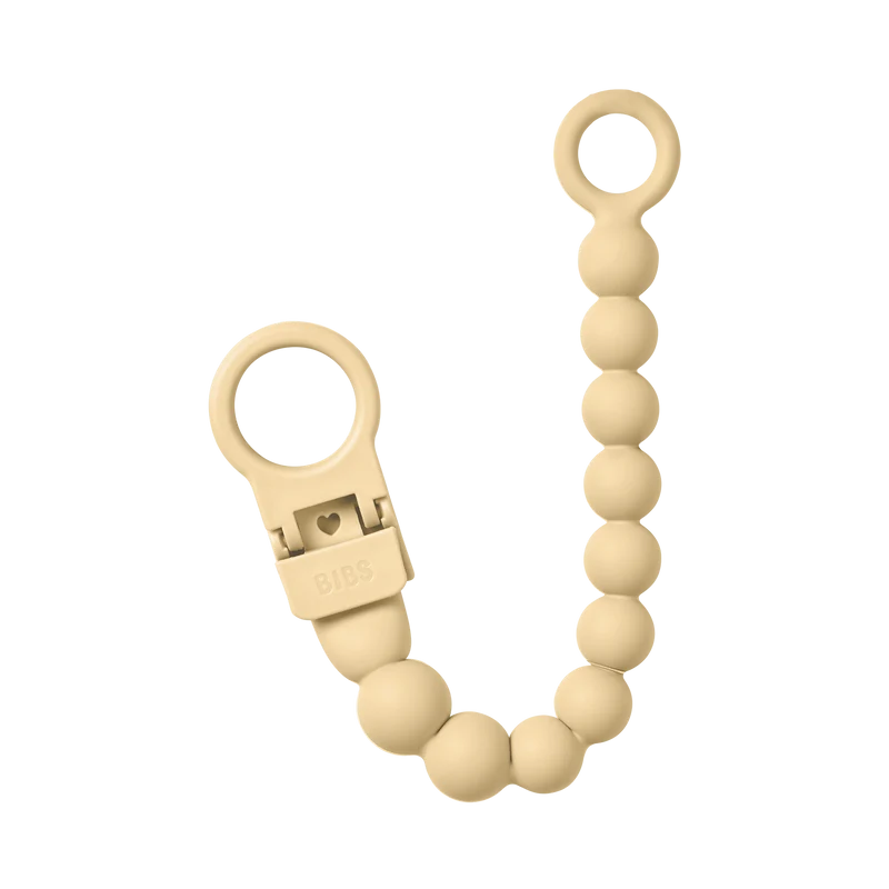 Pacifier Clip Beaded - Pale Butter