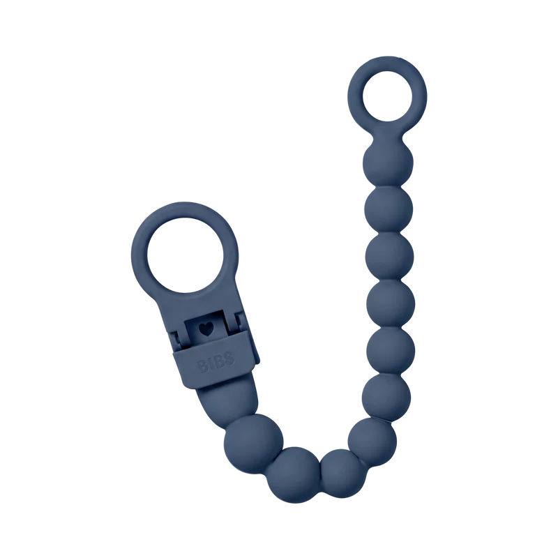 Pacifier Clip Beaded - Steel Blue