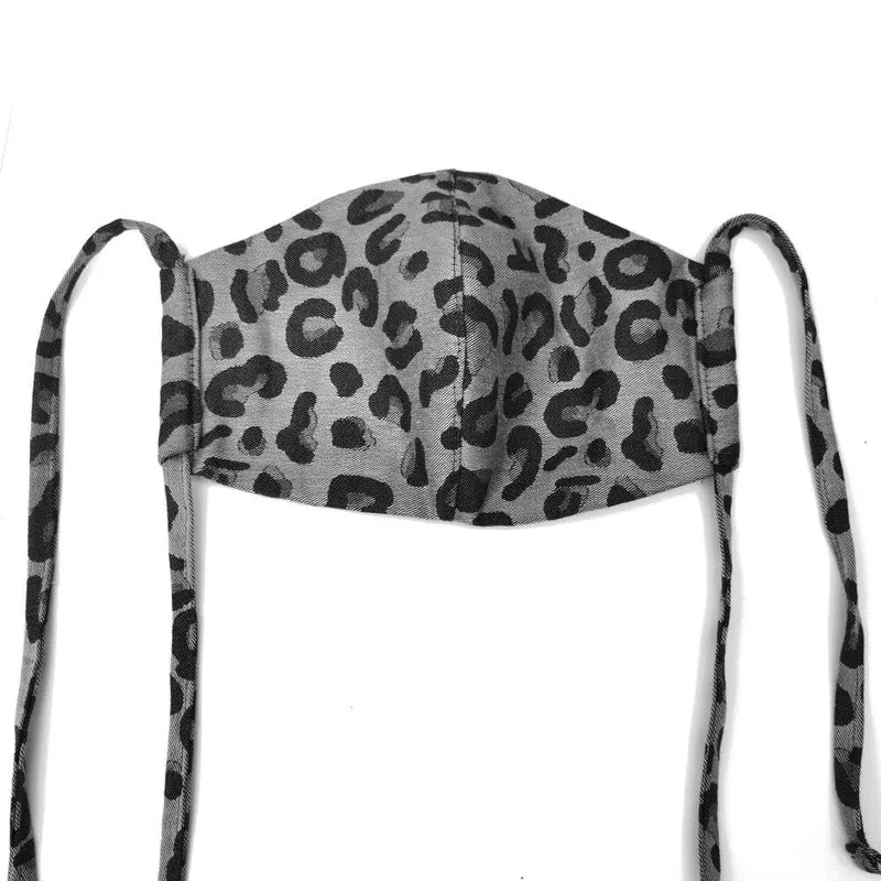 Fidella Munskydd - Leopard/Silver med knytband