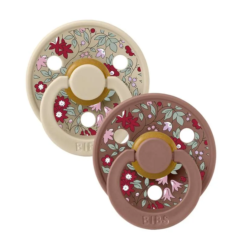 Bibs Round Colour Pacifier - 2-Pack - sz. 2 - natural rubber - Liberty - Chamomile Lawn/Woodchuck Mix