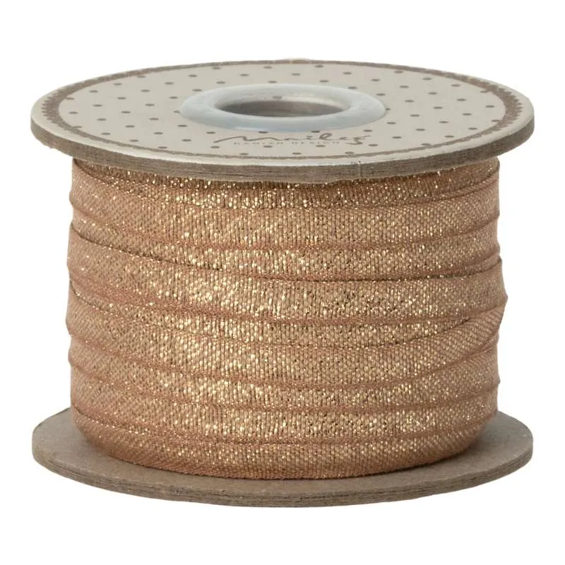 Maileg Presentband - Rosa/Guld - 25 meter/0.6 cm.