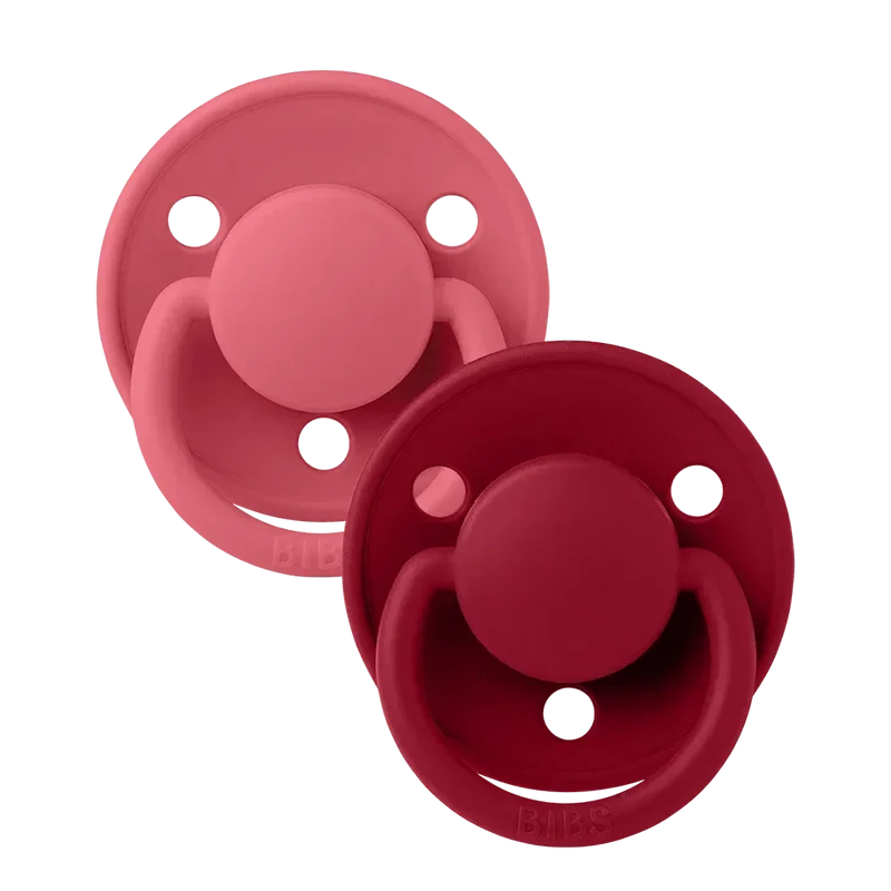 De Lux Pacifiers 2 Pack - Coral/Ruby