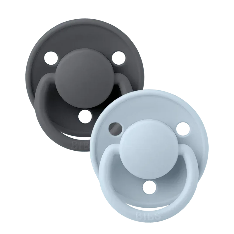 De Lux Pacifiers 2 Pack - Iron/Baby Blue