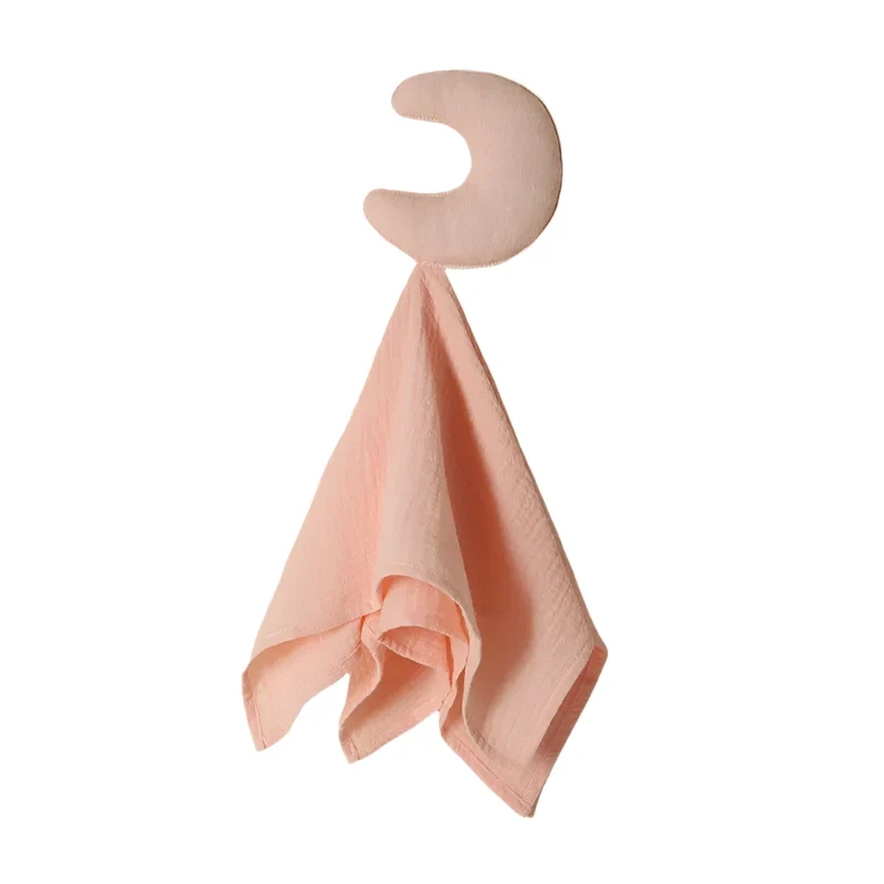Ljus Rosa Mjuk Muslin Snuttefilt för Baby - Måne