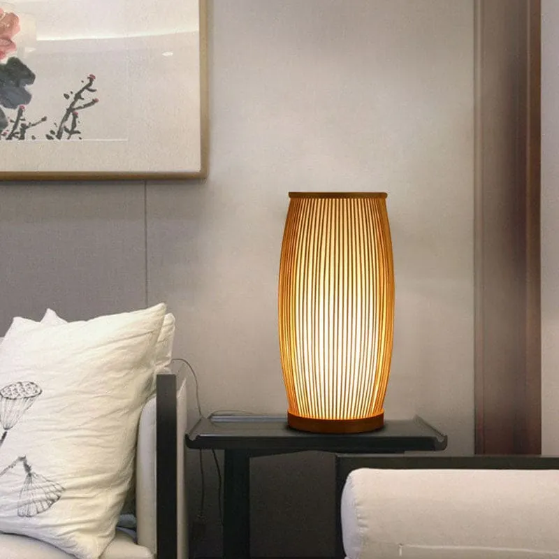 Naturlig Bambusbordlampe med Beroligende Natlys