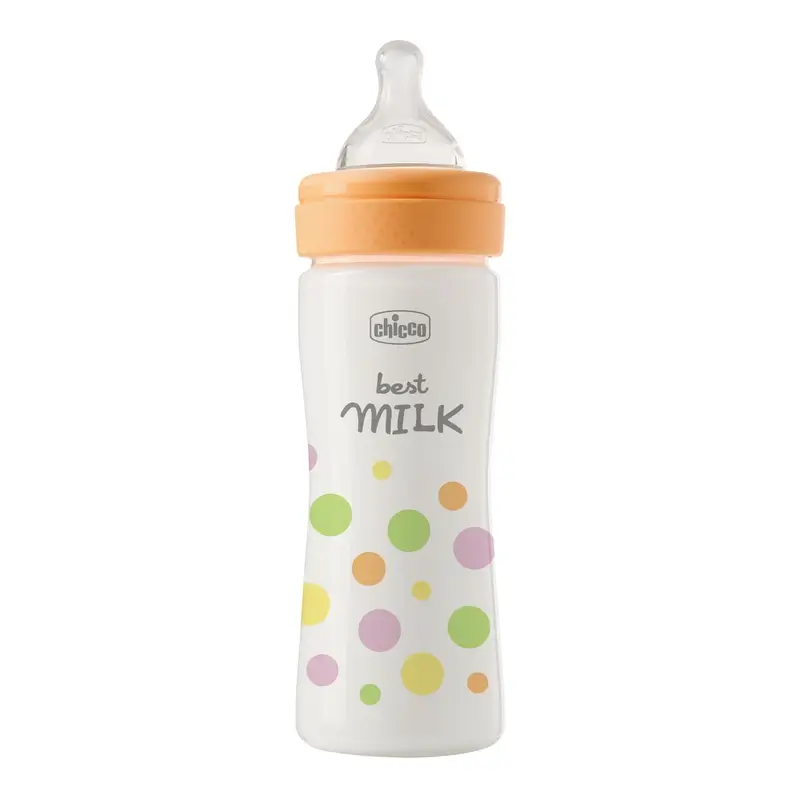 Chicco Perfecteasy Silicone Bottle Orange 250 Ml Medium Flush 2M+