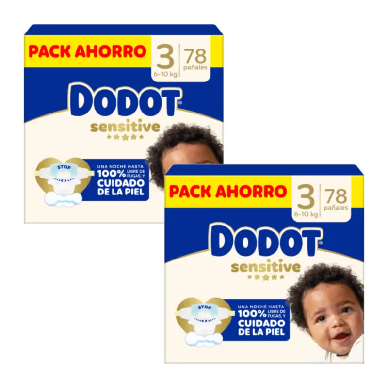 Dodot Sensitive Jumbo Sensitive Nappy Pack Size 3, 2x78 Units