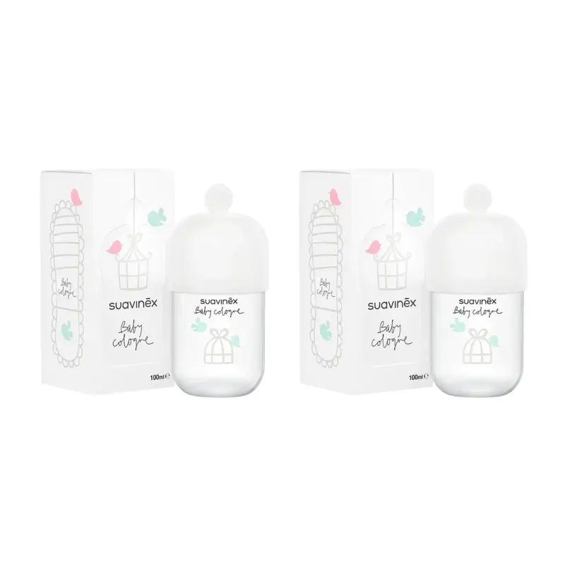 Suavinex Baby Cologne Infant Cologne Low Alcohol, Non Staining, 2x100 Ml