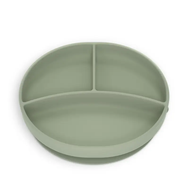 Suavinex Silicone Plate With Suction Cup And Divisions, +6 Months, Green