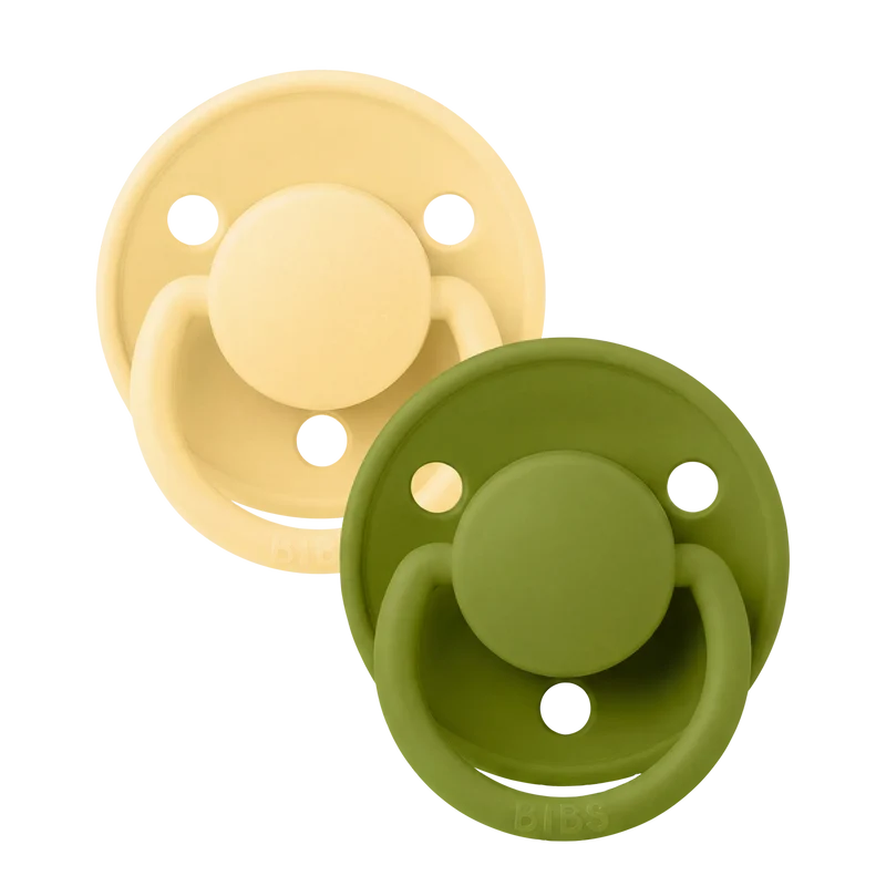 De Lux Pacifiers 2 Pack - Pale Butter/Wasabi
