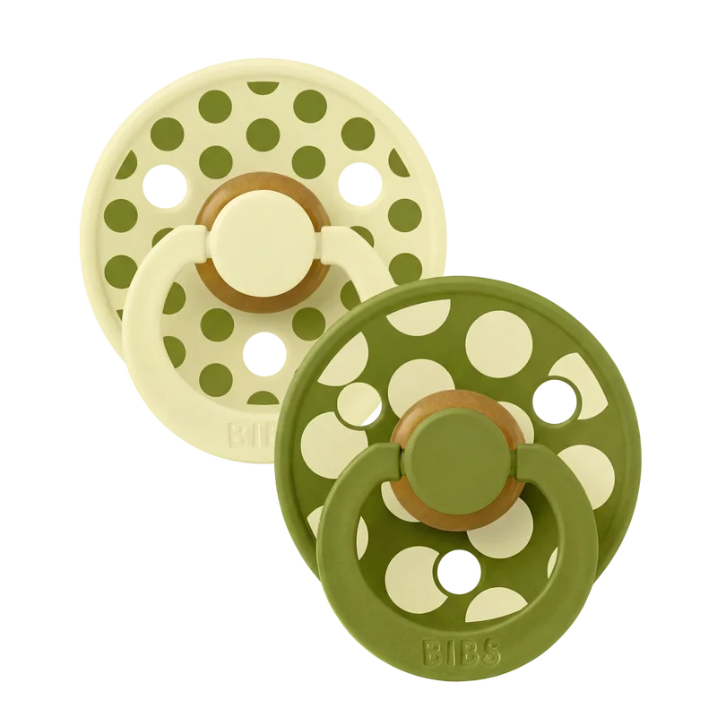 STUDIO Colour Pacifiers 2 Pack Polka - Luna/Wasabi