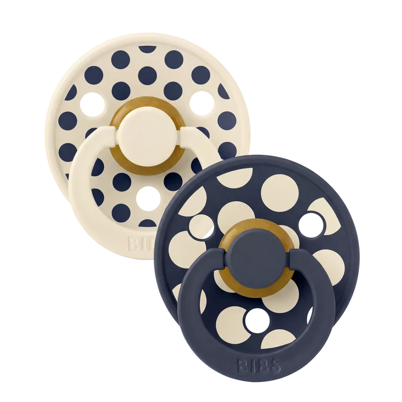 STUDIO Colour Pacifiers 2 Pack Polka - Ivory/Deep Space
