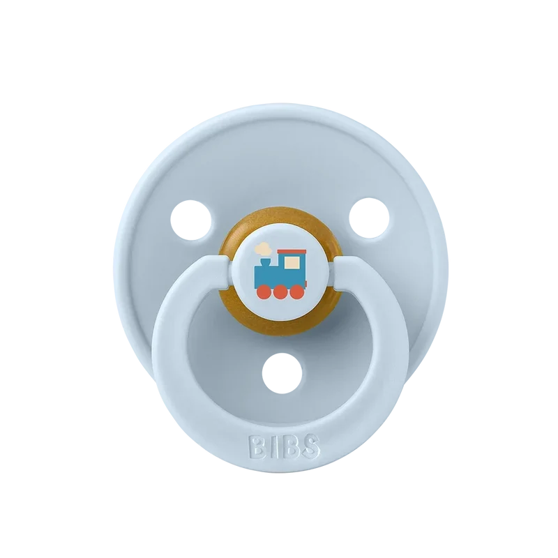 Colour Holiday Train Pacifier - Baby Blue