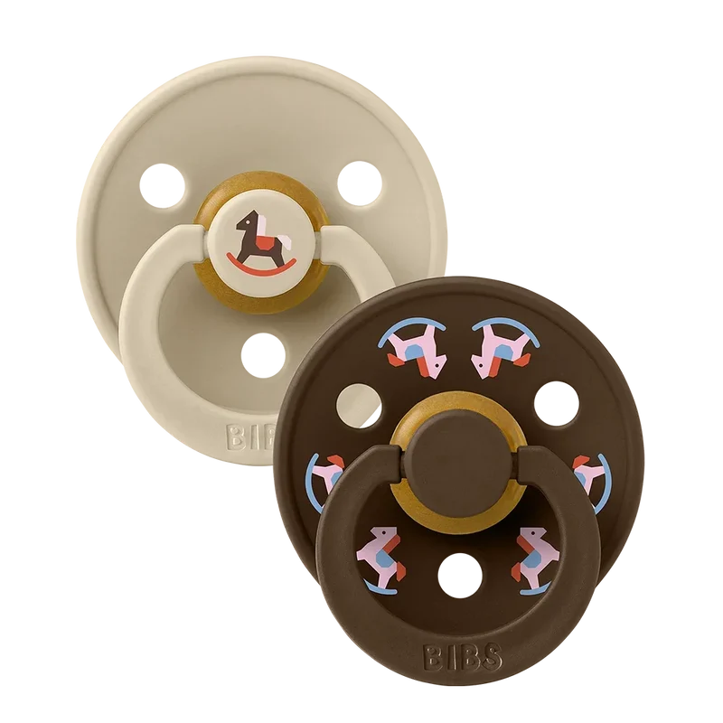 Colour Holiday Horse Pacifiers 2 Pack - Vanilla/Mocha