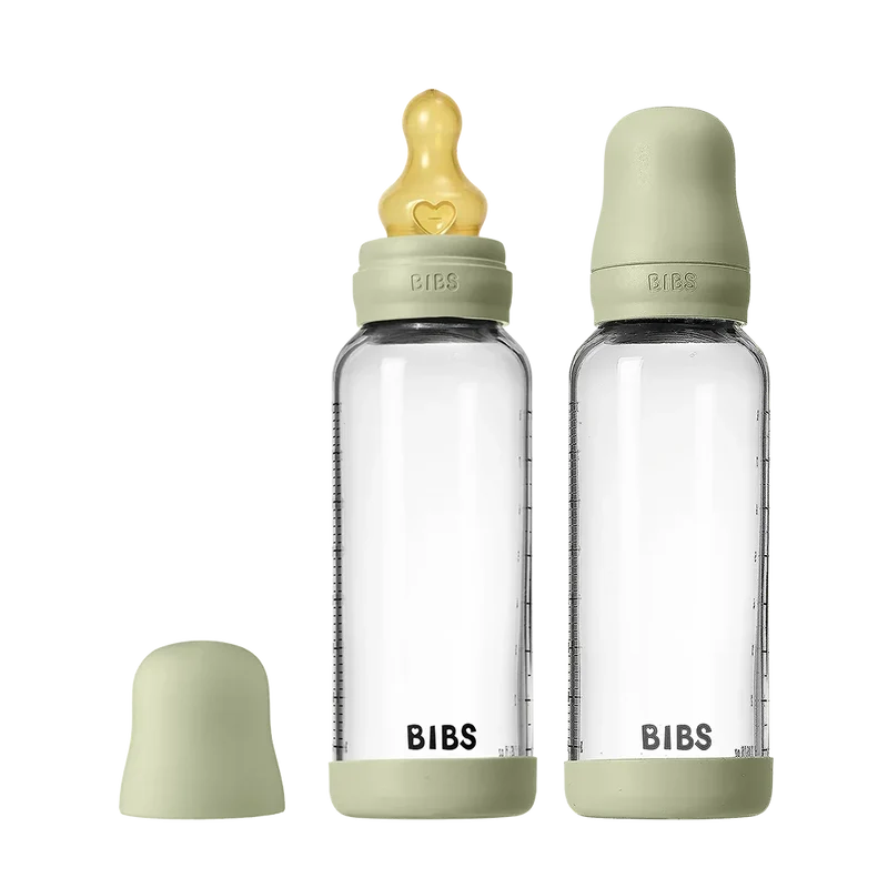 Baby Glass Bottle Set 240ml 2 Pack Latex - Sage